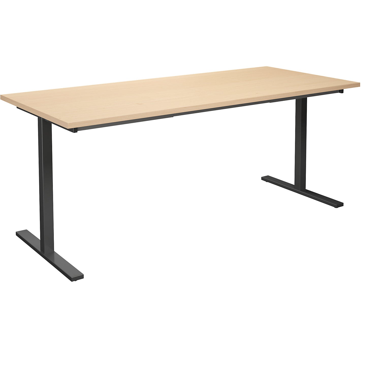 DUO-T multi-purpose desk, straight tabletop, HxD 740 x 800 mm, width 1800 mm, birch, black.