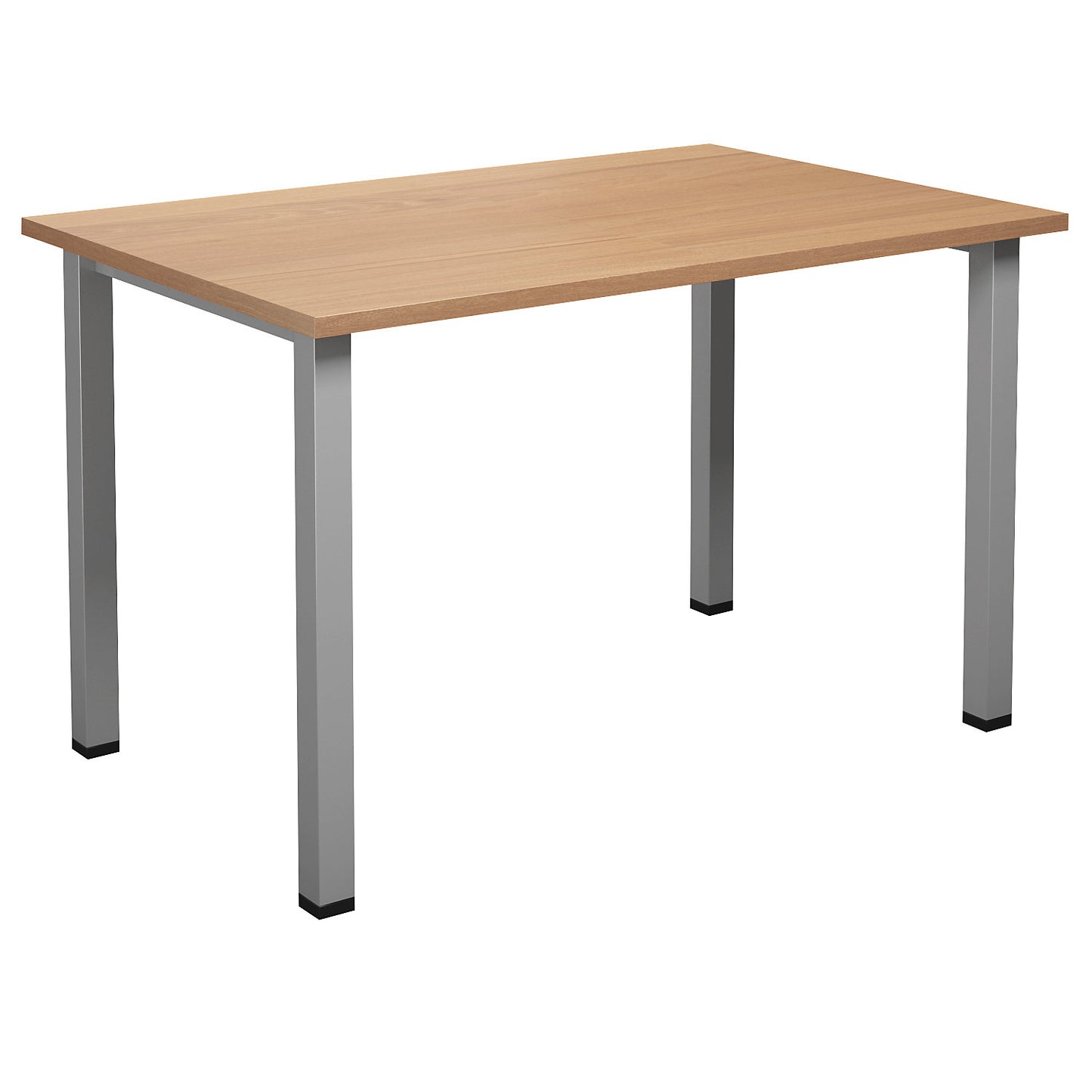 DUO-U multi-purpose desk, straight tabletop, depth 800 mm, width 1200 mm, beech, silver.