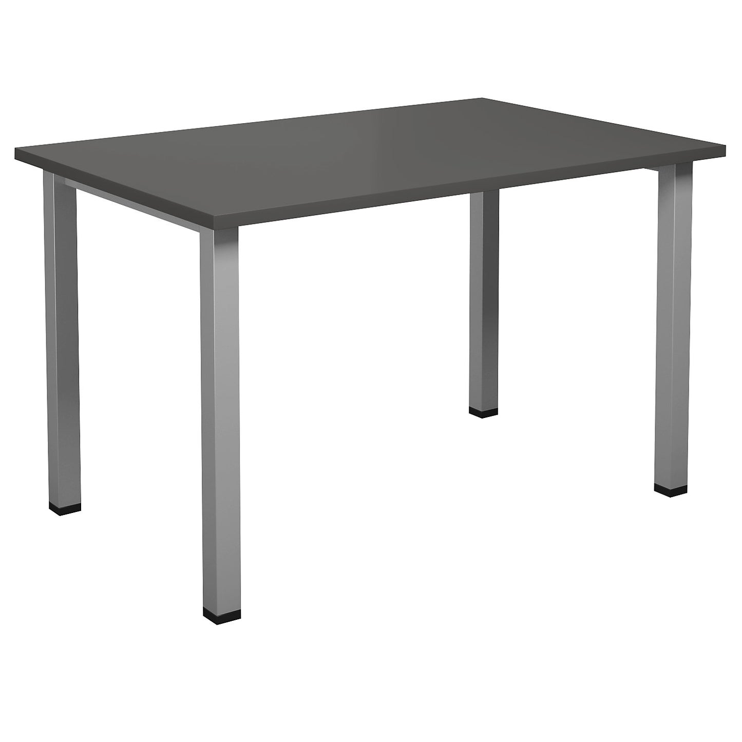 DUO-U multi-purpose desk, straight tabletop, depth 800 mm, width 1200 mm, dark grey, silver.
