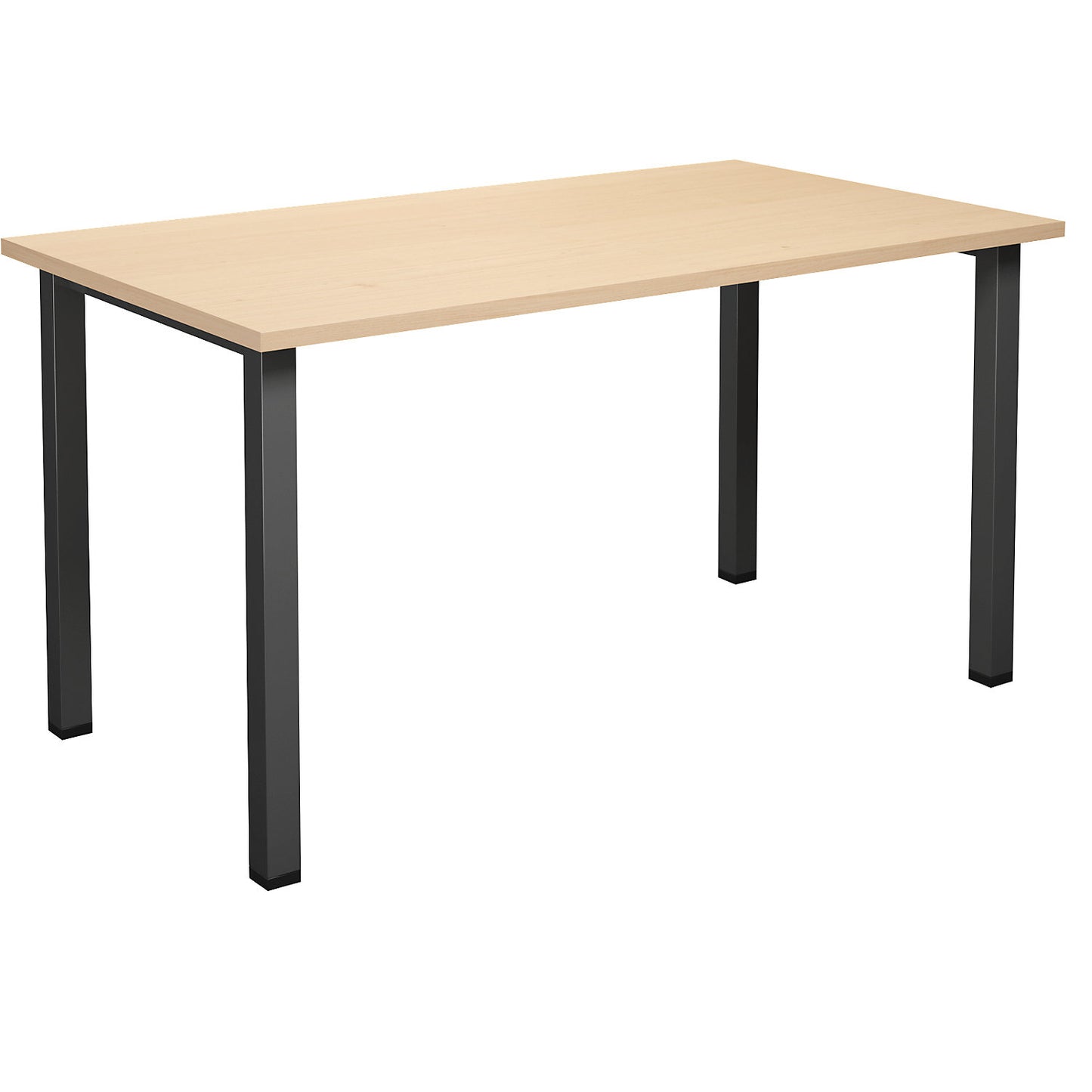DUO-U multi-purpose desk, straight tabletop, depth 800 mm, width 1400 mm, birch, black.