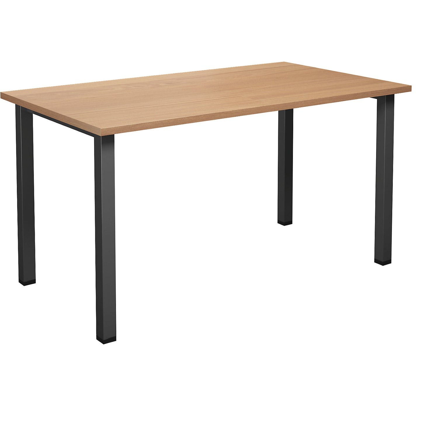 DUO-U multi-purpose desk, straight tabletop, depth 800 mm, width 1400 mm, beech, black.