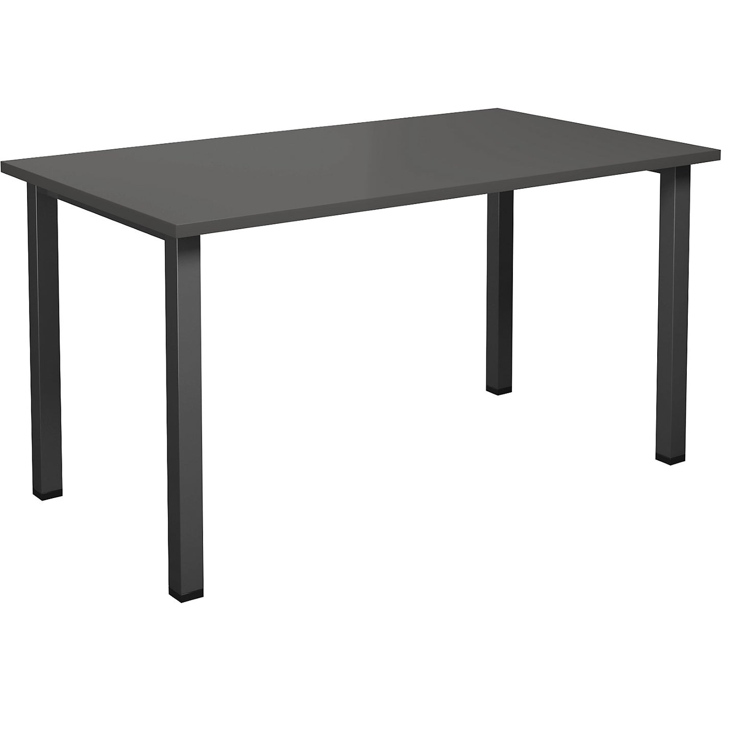 DUO-U multi-purpose desk, straight tabletop, depth 800 mm, width 1400 mm, dark grey, black.