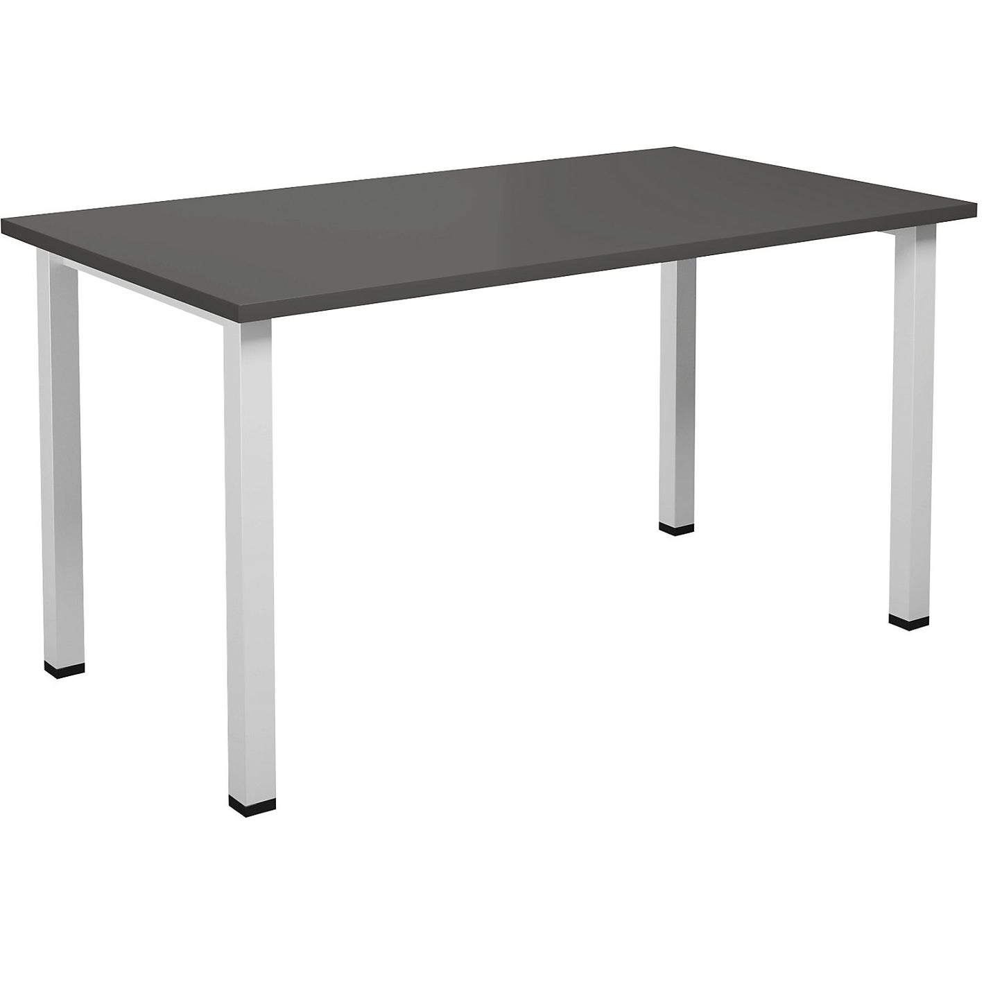 DUO-U multi-purpose desk, straight tabletop, depth 800 mm, width 1400 mm, dark grey, white.