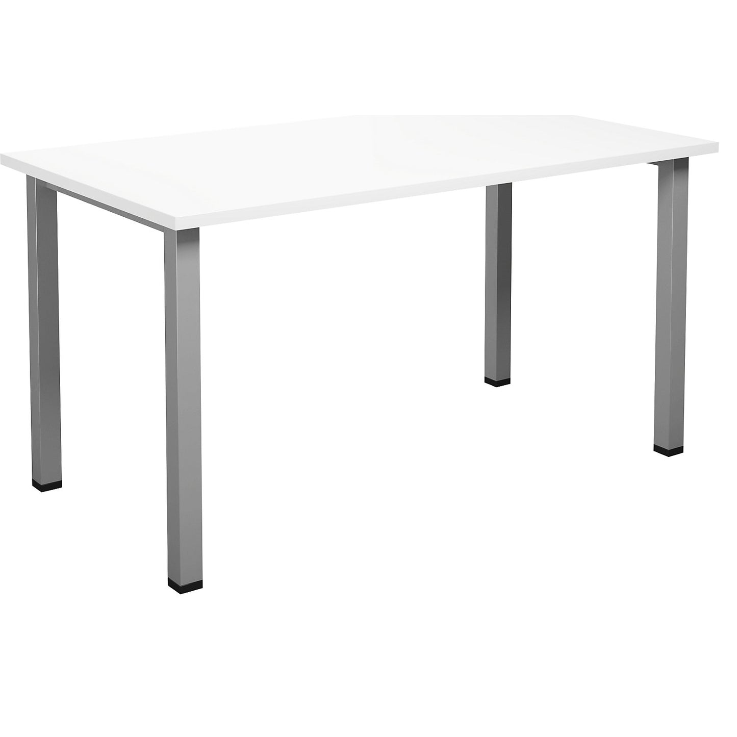 DUO-U multi-purpose desk, straight tabletop, depth 800 mm, width 1400 mm, white, silver.