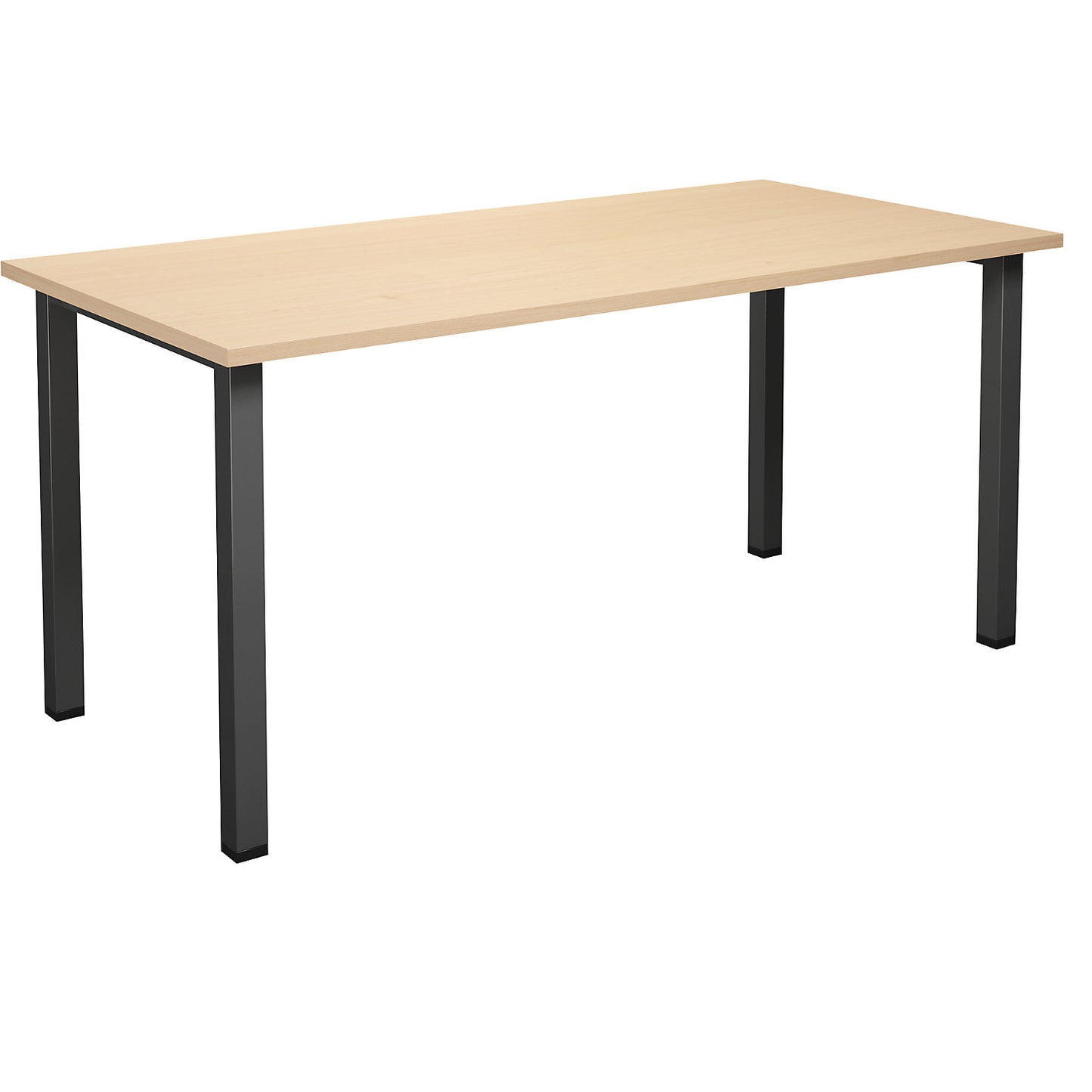 DUO-U multi-purpose desk, straight tabletop, depth 800 mm, width 1600 mm, birch, black.