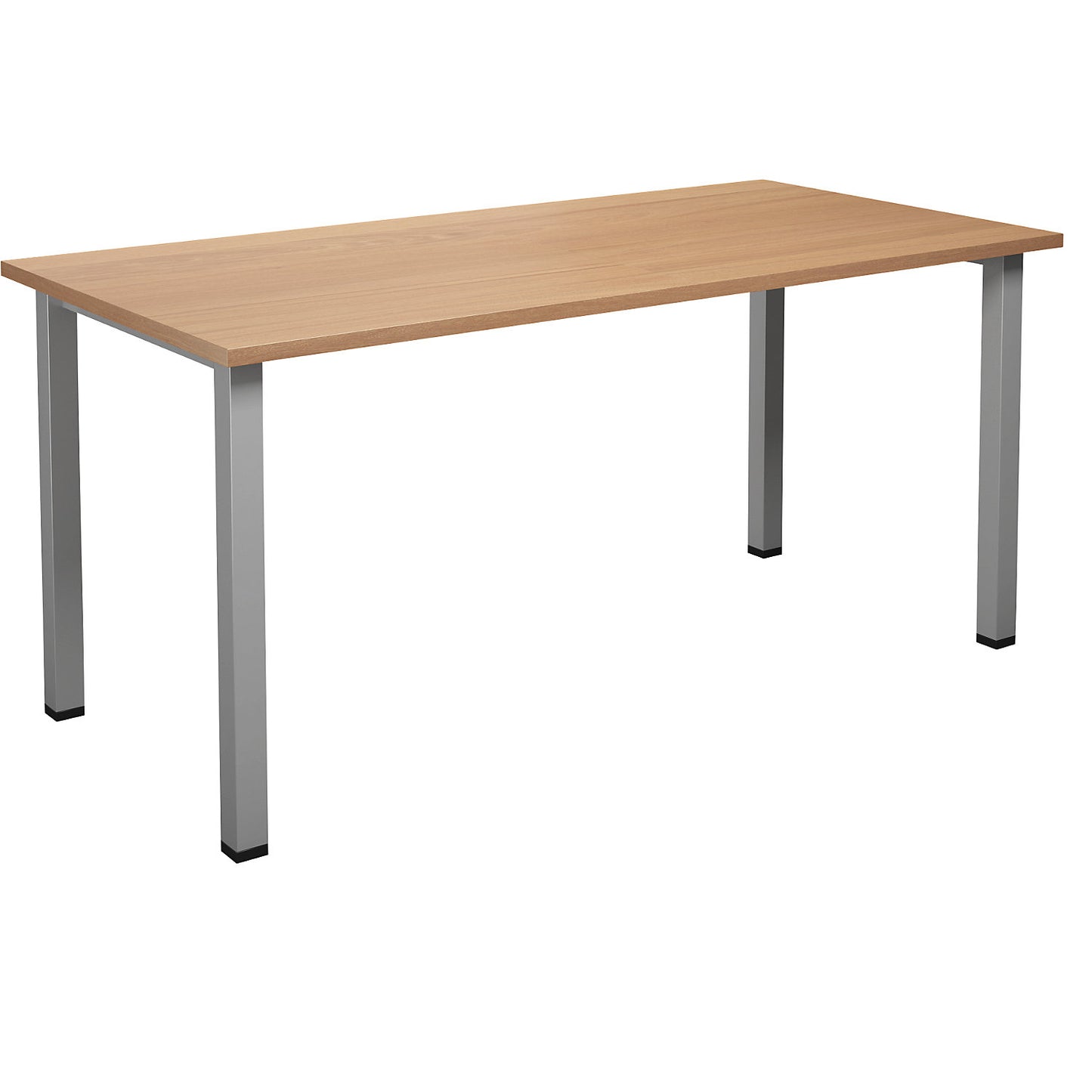 DUO-U multi-purpose desk, straight tabletop, depth 800 mm, width 1600 mm, beech, silver.