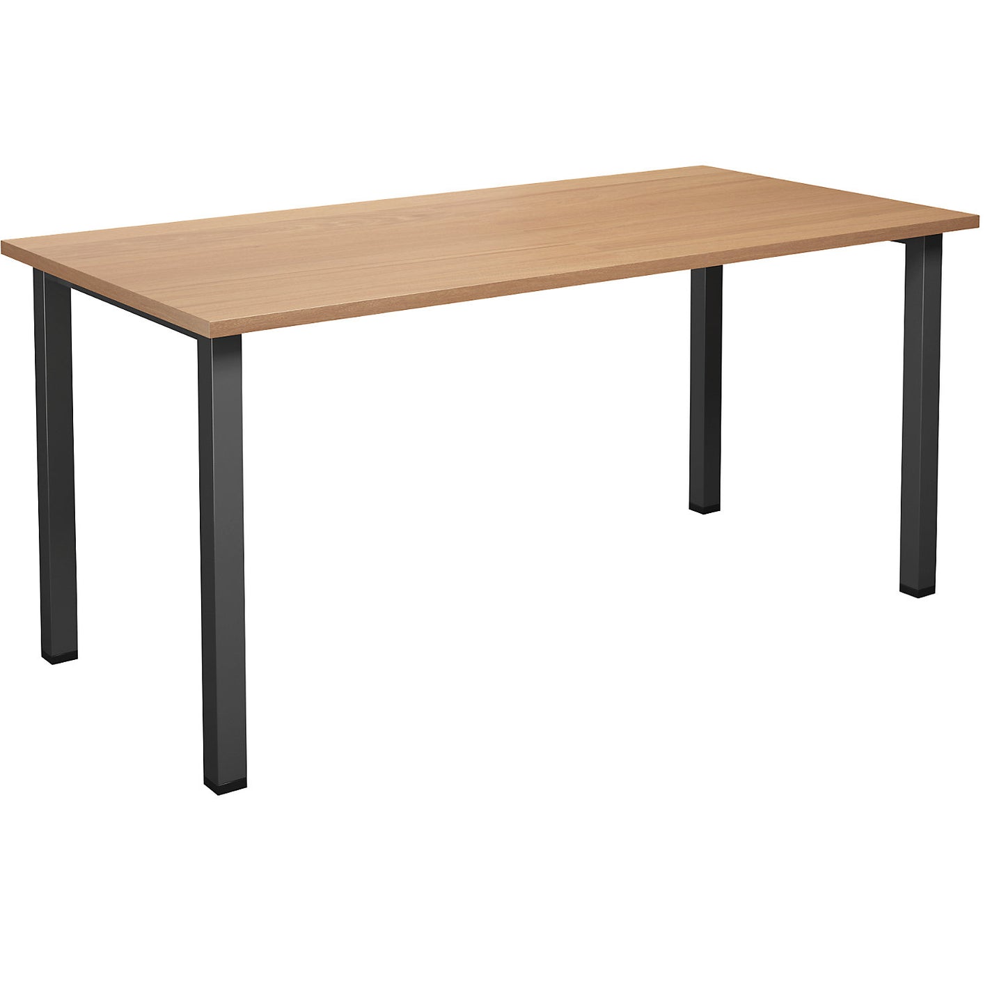 DUO-U multi-purpose desk, straight tabletop, depth 800 mm, width 1600 mm, beech, black.