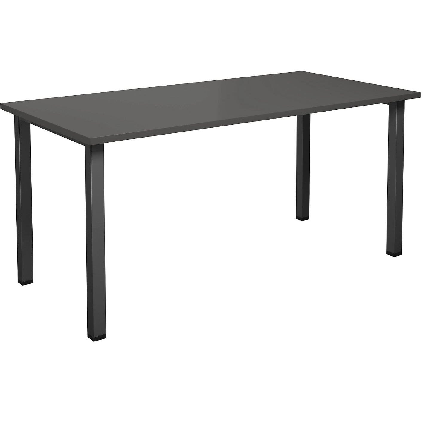 DUO-U multi-purpose desk, straight tabletop, depth 800 mm, width 1600 mm, dark grey, black.