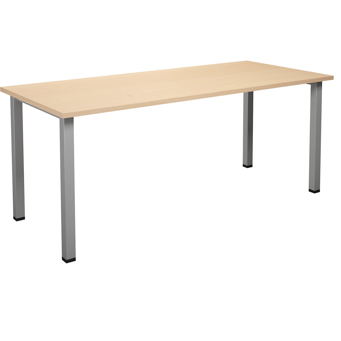 DUO-U multi-purpose desk, straight tabletop, depth 800 mm, width 1800 mm, birch, silver.