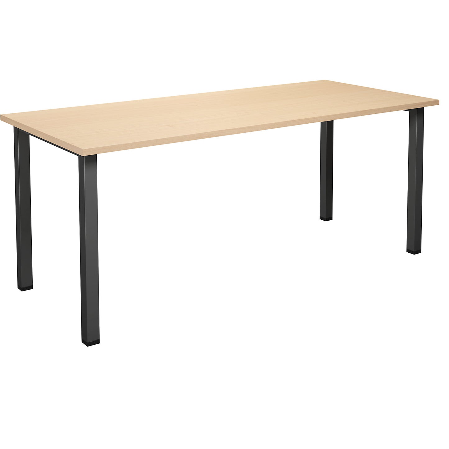 DUO-U multi-purpose desk, straight tabletop, depth 800 mm, width 1800 mm, birch, black.