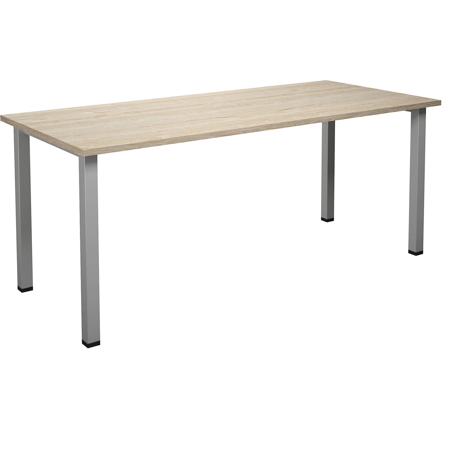 DUO-U multi-purpose desk, straight tabletop, depth 800 mm, width 1800 mm, oak, silver.