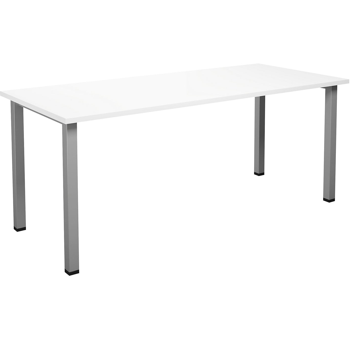 DUO-U multi-purpose desk, straight tabletop, depth 800 mm, width 1800 mm, white, silver.