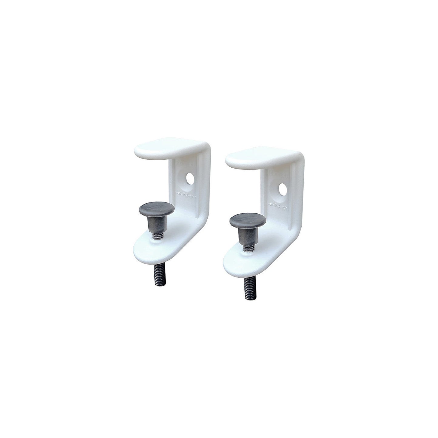 Clamp for Softline acoustic desk partition, suspended downwards, pack of 2, white.
