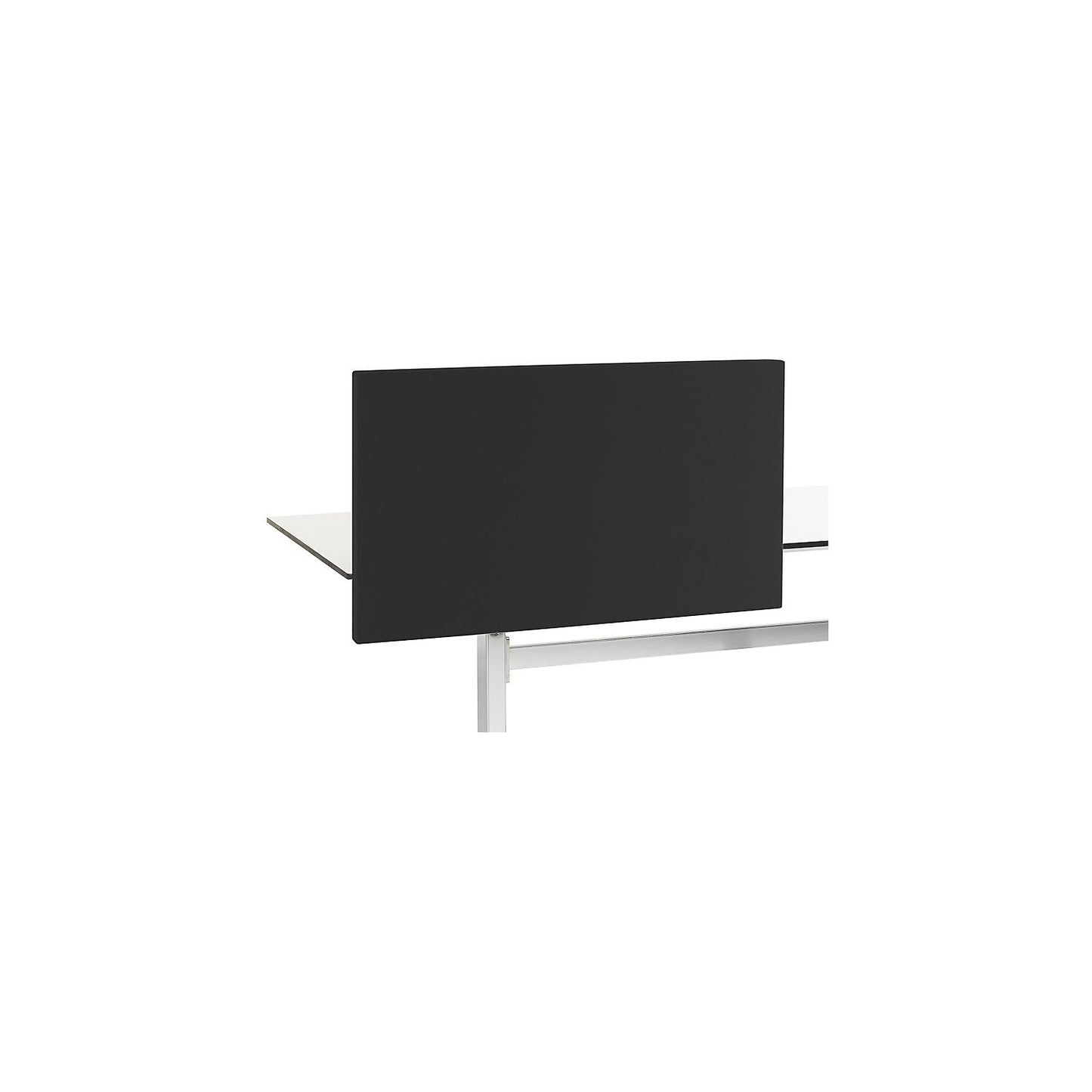 Standard acoustic desk partition with straight corners, height 650 mm, fabric, width 800 mm, black.