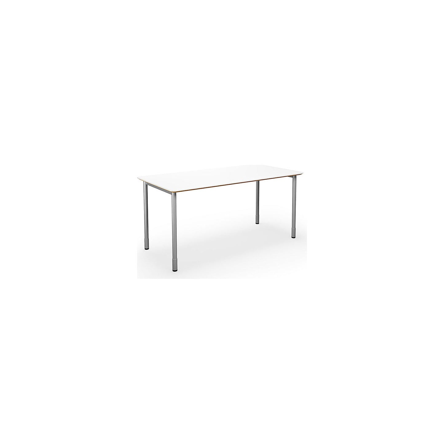 DUO-C Trend multi-purpose desk, straight tabletop, rounded corners, depth 800 mm, width 1600 mm, white, silver.