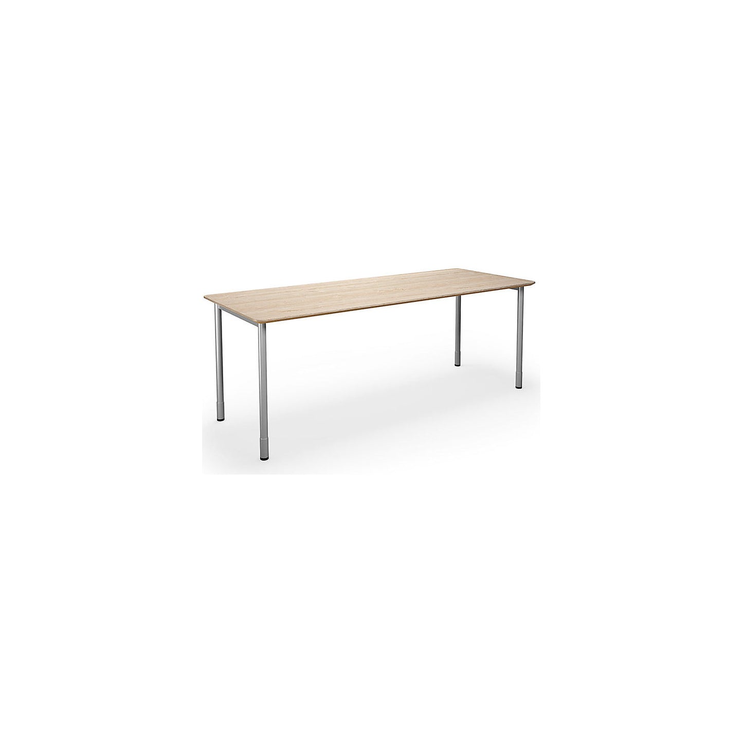 DUO-C Trend multi-purpose desk, straight tabletop, rounded corners, depth 800 mm, width 1800 mm, oak, silver.