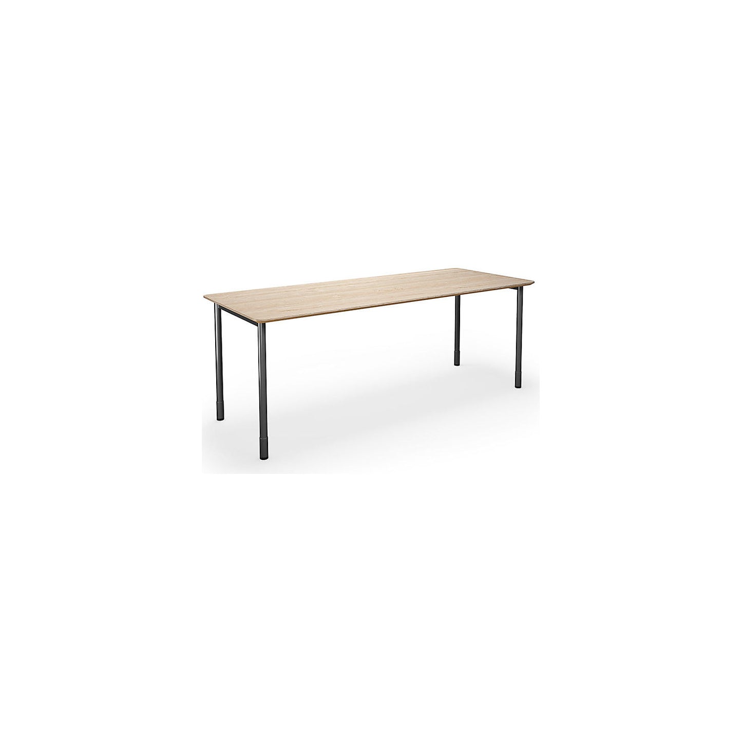 DUO-C Trend multi-purpose desk, straight tabletop, rounded corners, depth 800 mm, width 1800 mm, oak, black.