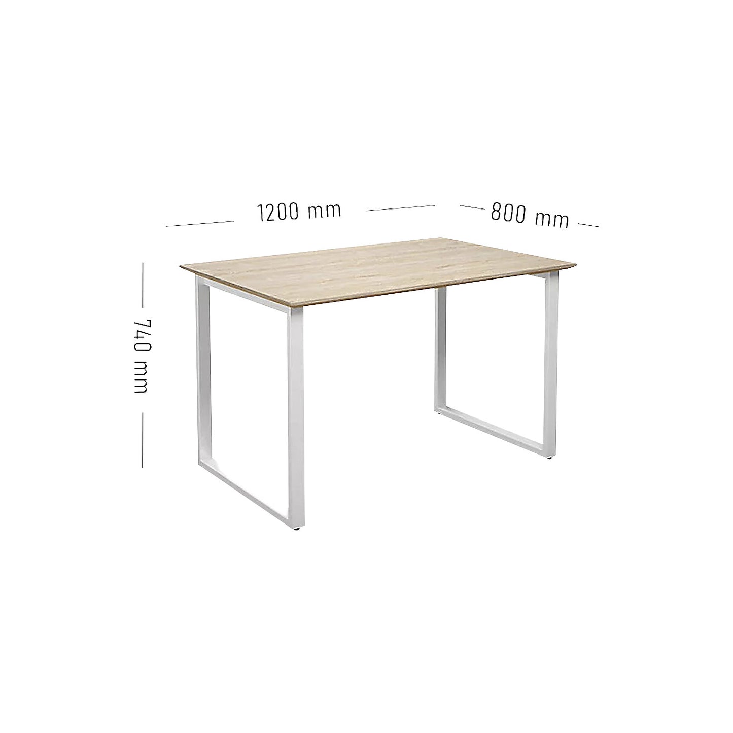 DUO-O Trend multi-purpose desk, straight tabletop, depth 800 mm, width 1200 mm, oak / white.