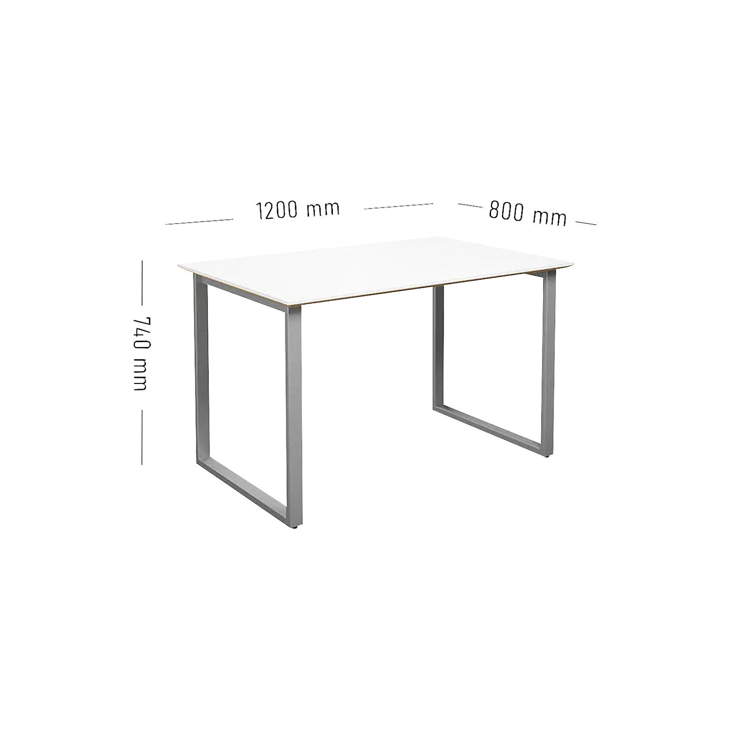 DUO-O Trend multi-purpose desk, straight tabletop, depth 800 mm, width 1200 mm, white / silver.