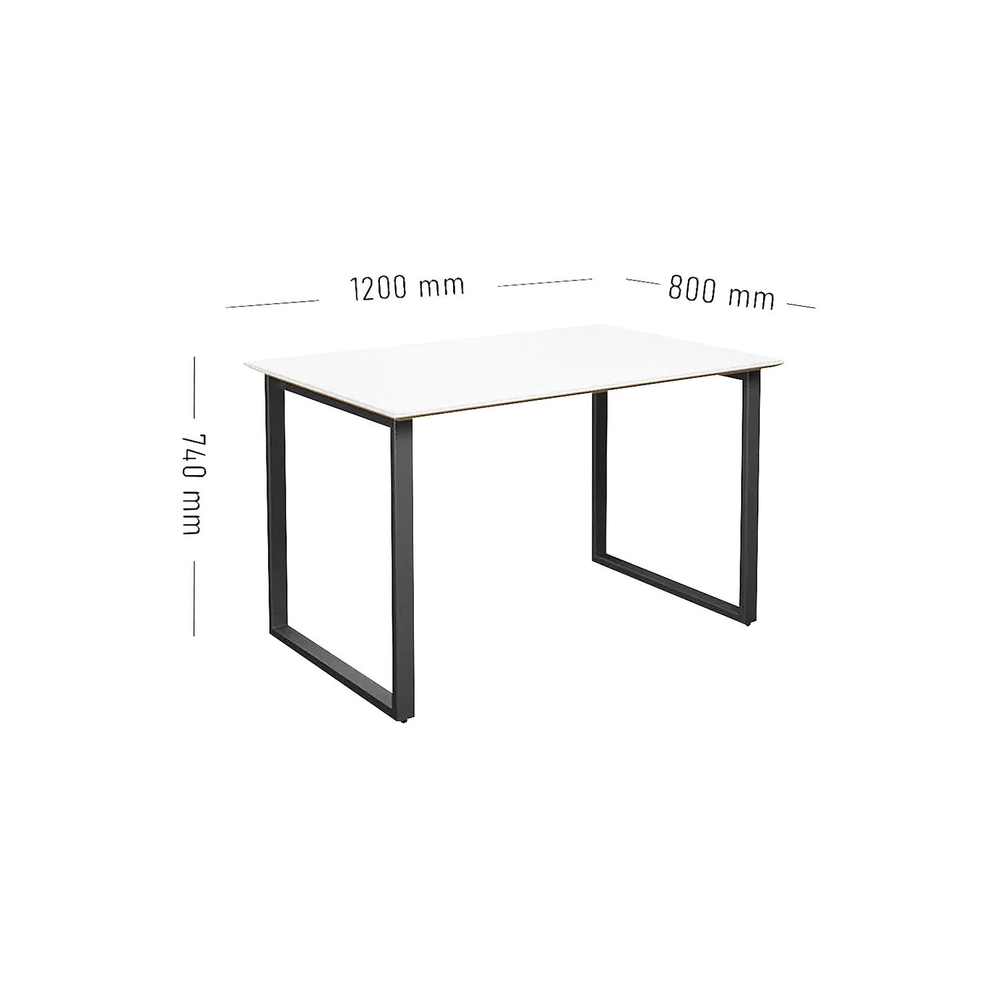 DUO-O Trend multi-purpose desk, straight tabletop, depth 800 mm, width 1200 mm, white / black.