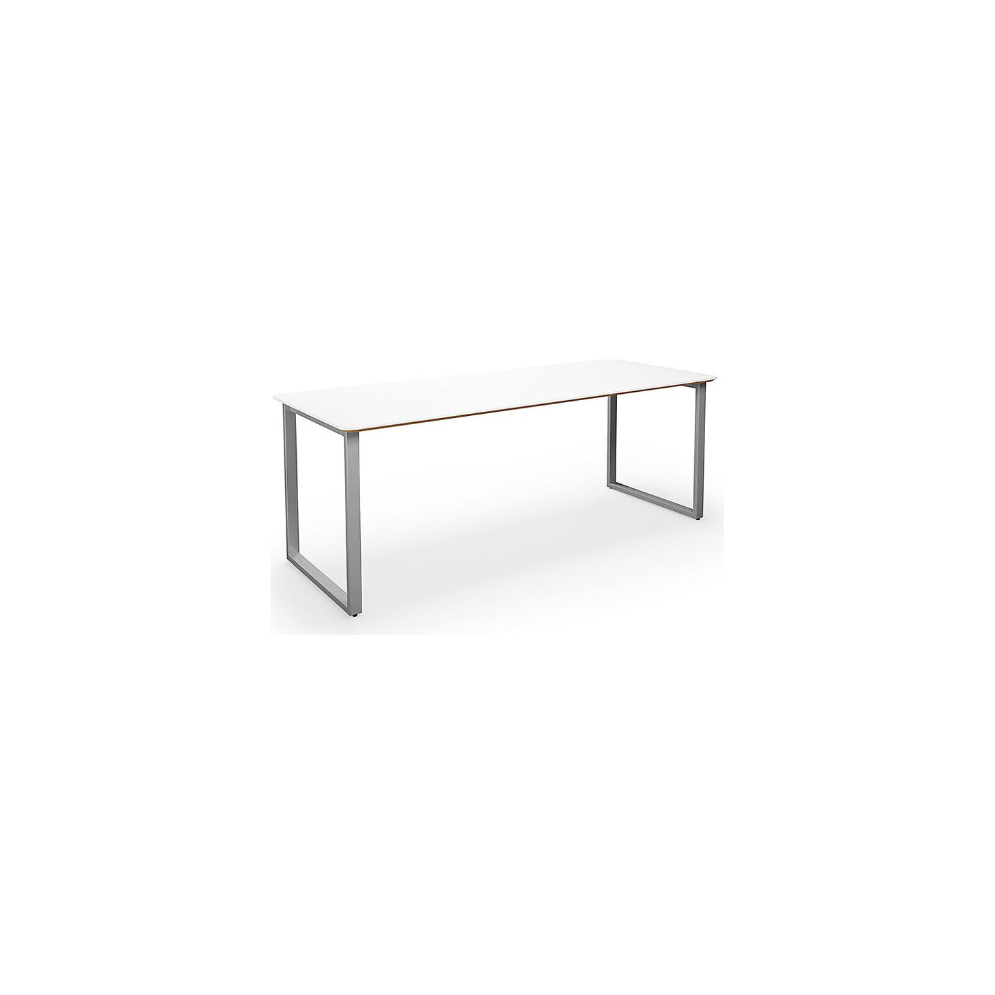 DUO-O Trend multi-purpose desk, straight tabletop, rounded corners, depth 800 mm, width 2000 mm, white / silver.