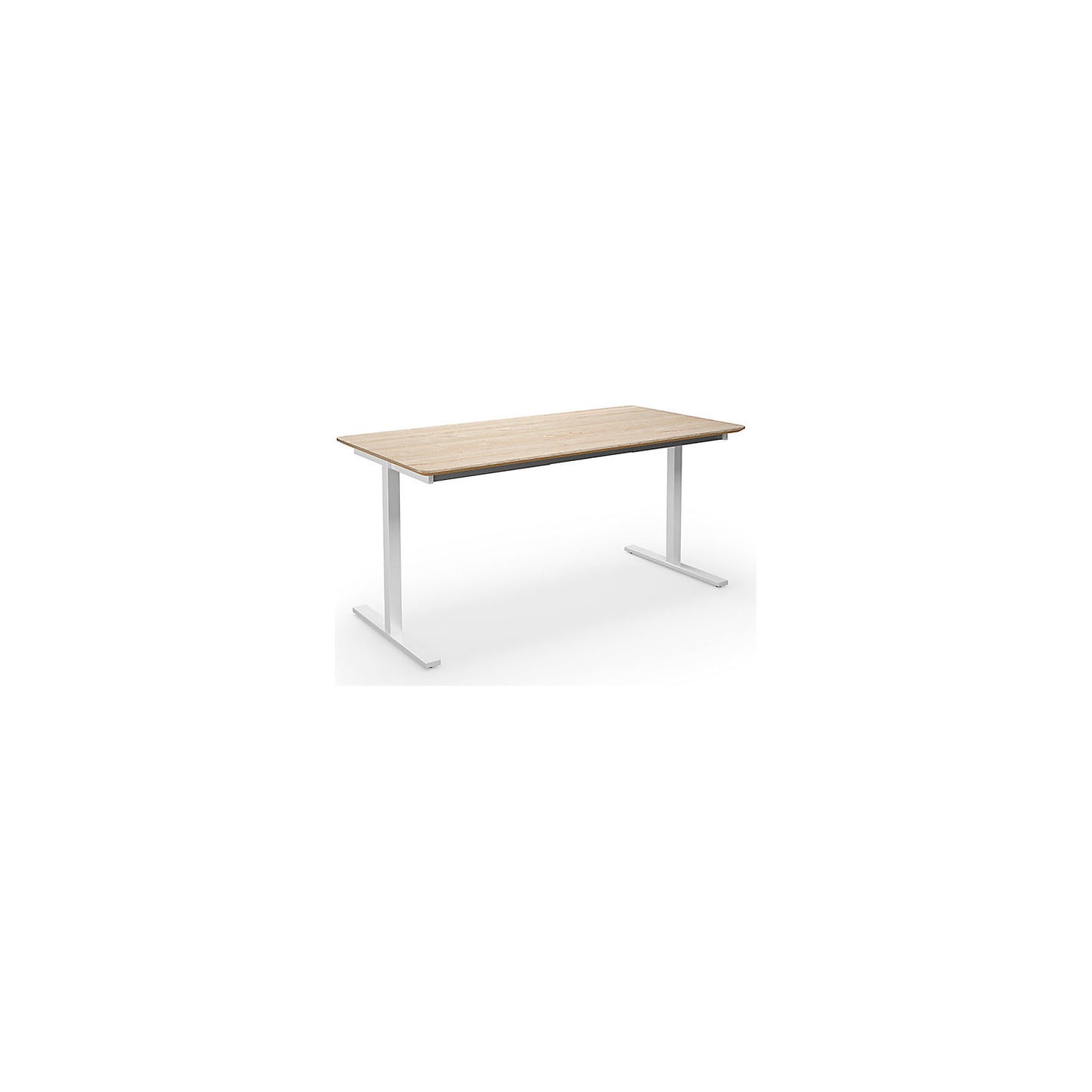 DUO-T Trend multi-purpose desk, straight tabletop, rounded corners, depth 800 mm, width 1600 mm, oak, white.