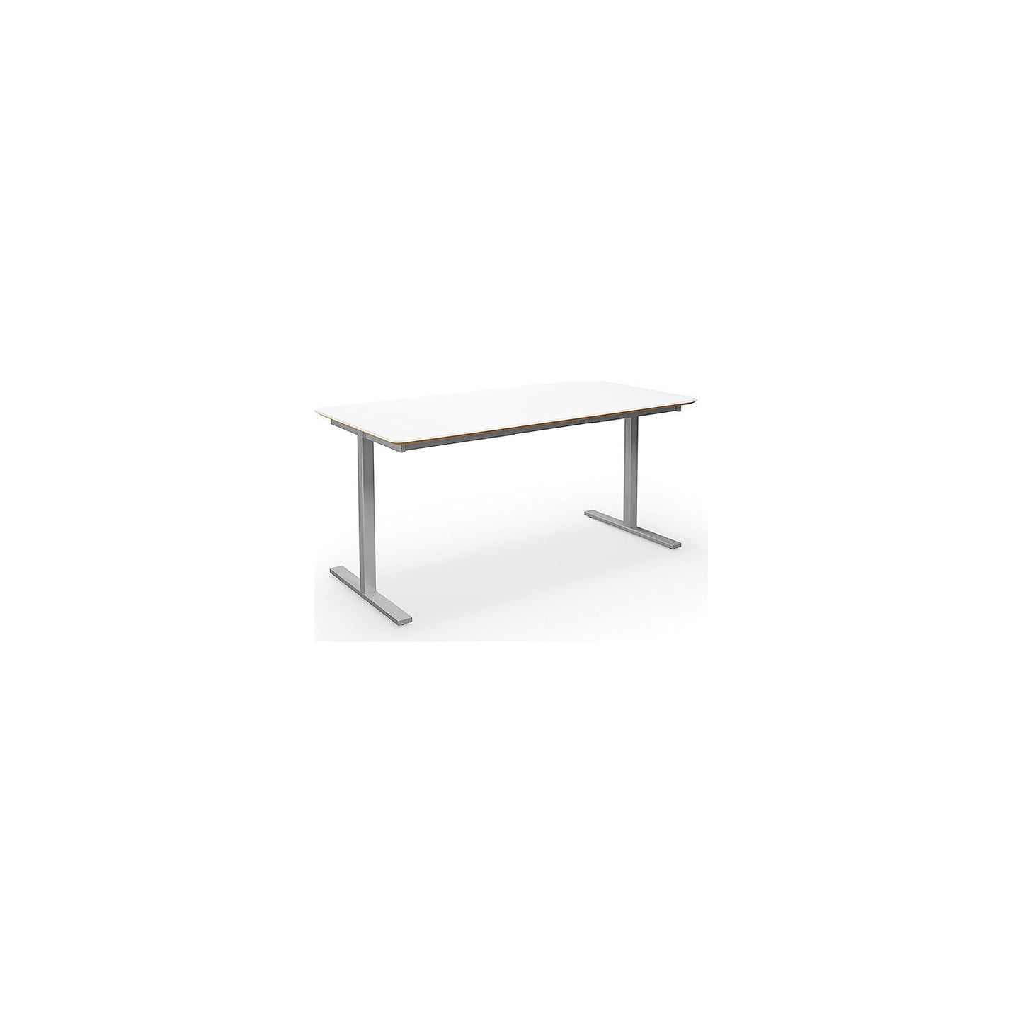 DUO-T Trend multi-purpose desk, straight tabletop, rounded corners, depth 800 mm, width 1600 mm, white, silver.