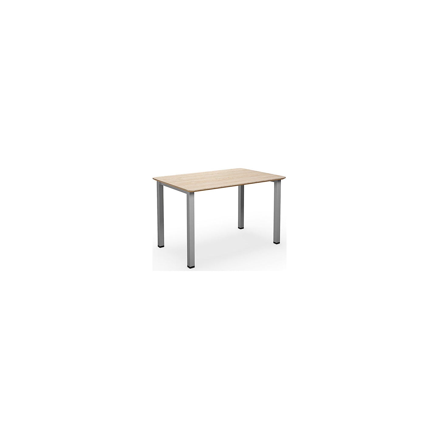 DUO-U Trend multi-purpose desk, straight tabletop, rounded corners, depth 800 mm, width 1200 mm, oak, silver.