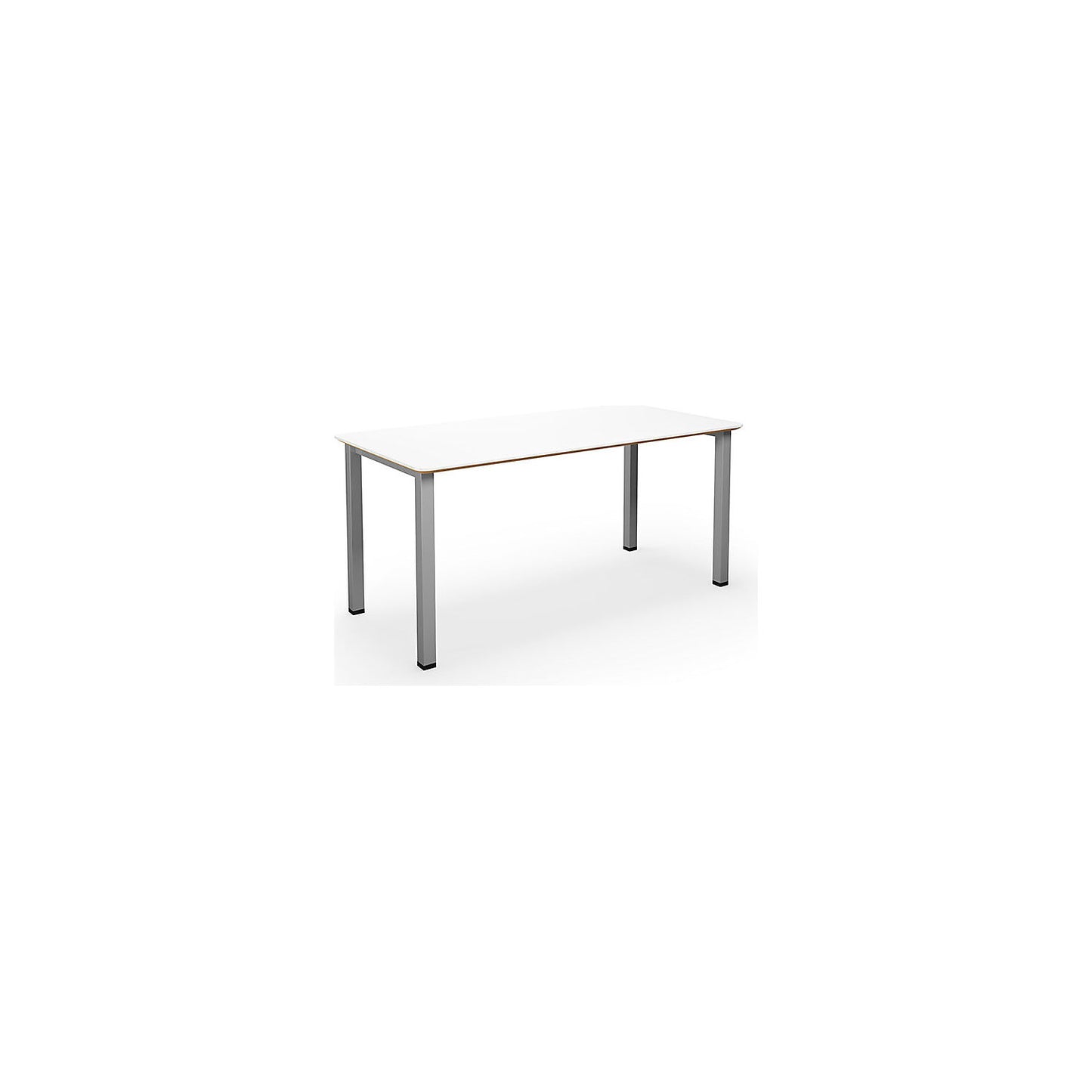 DUO-U Trend multi-purpose desk, straight tabletop, rounded corners, depth 800 mm, width 1400 mm, white, silver.