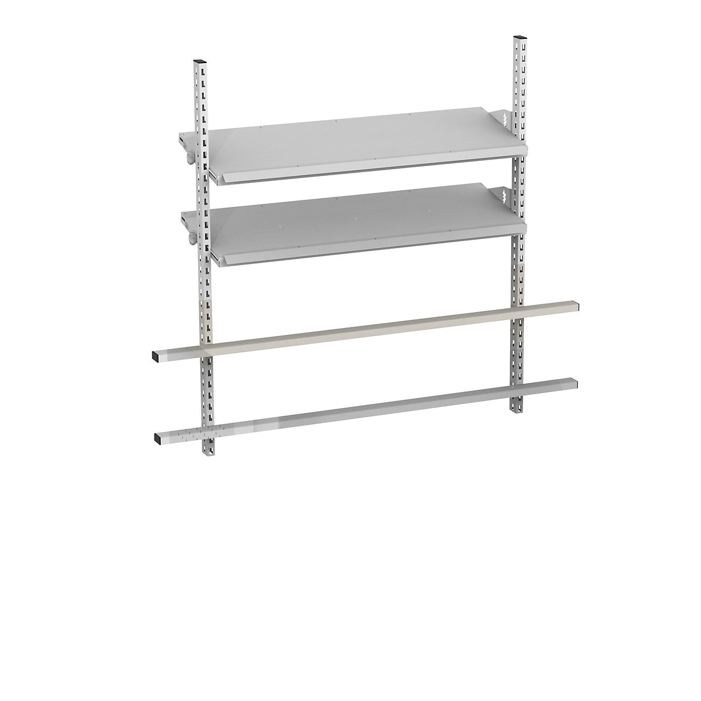 Add-on for table with inclined shelves, with 2 supports and 2 shelves, width 1685 mm.