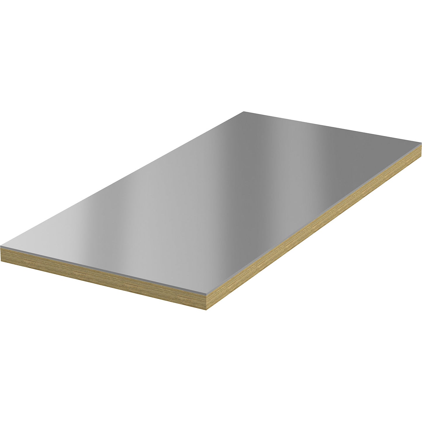 Sheet steel support for workbench tops, worktop width 2030 mm, worktop thickness 10 mm.