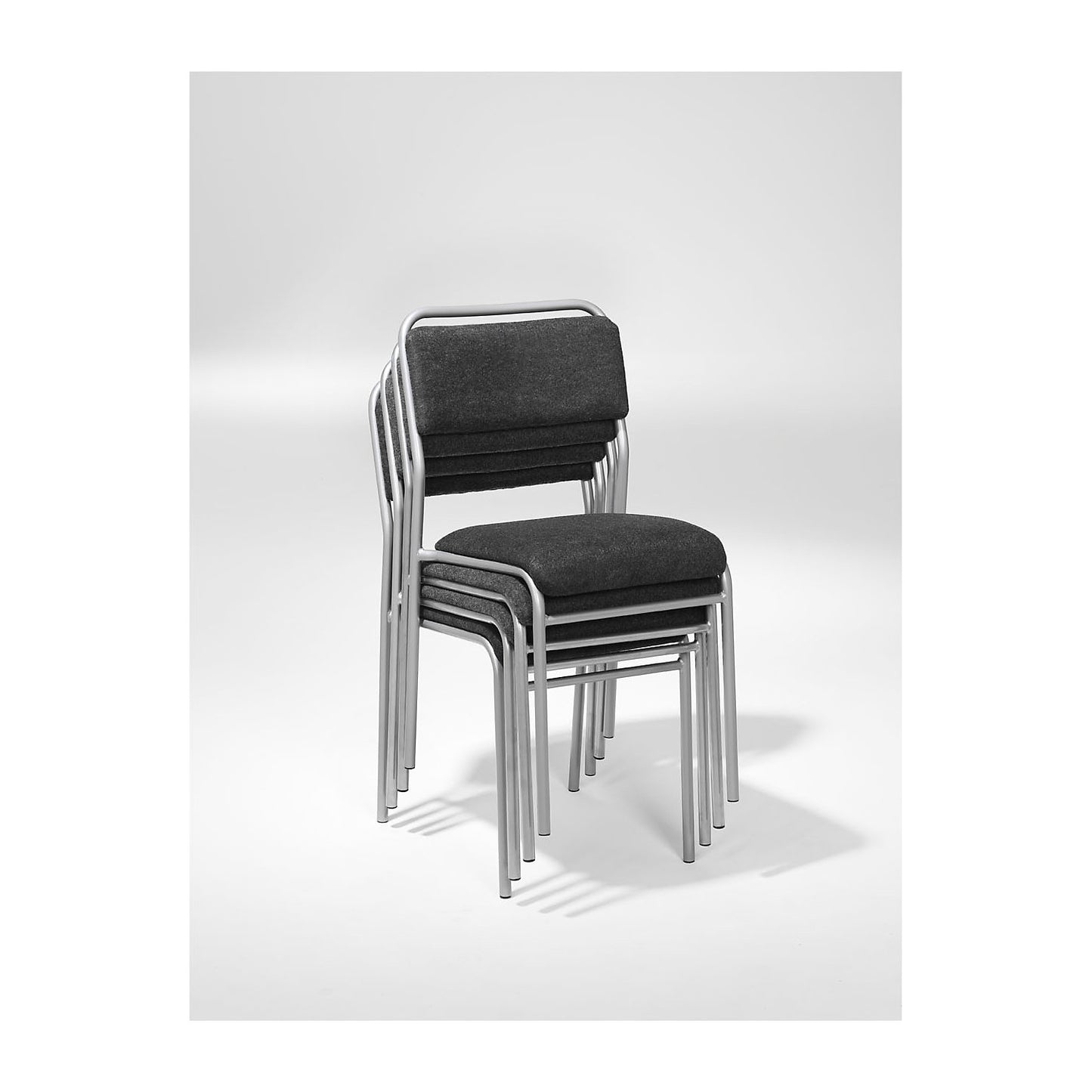 Conference chair without arm rests, metal frame, pack of 4, overall height 810 mm.