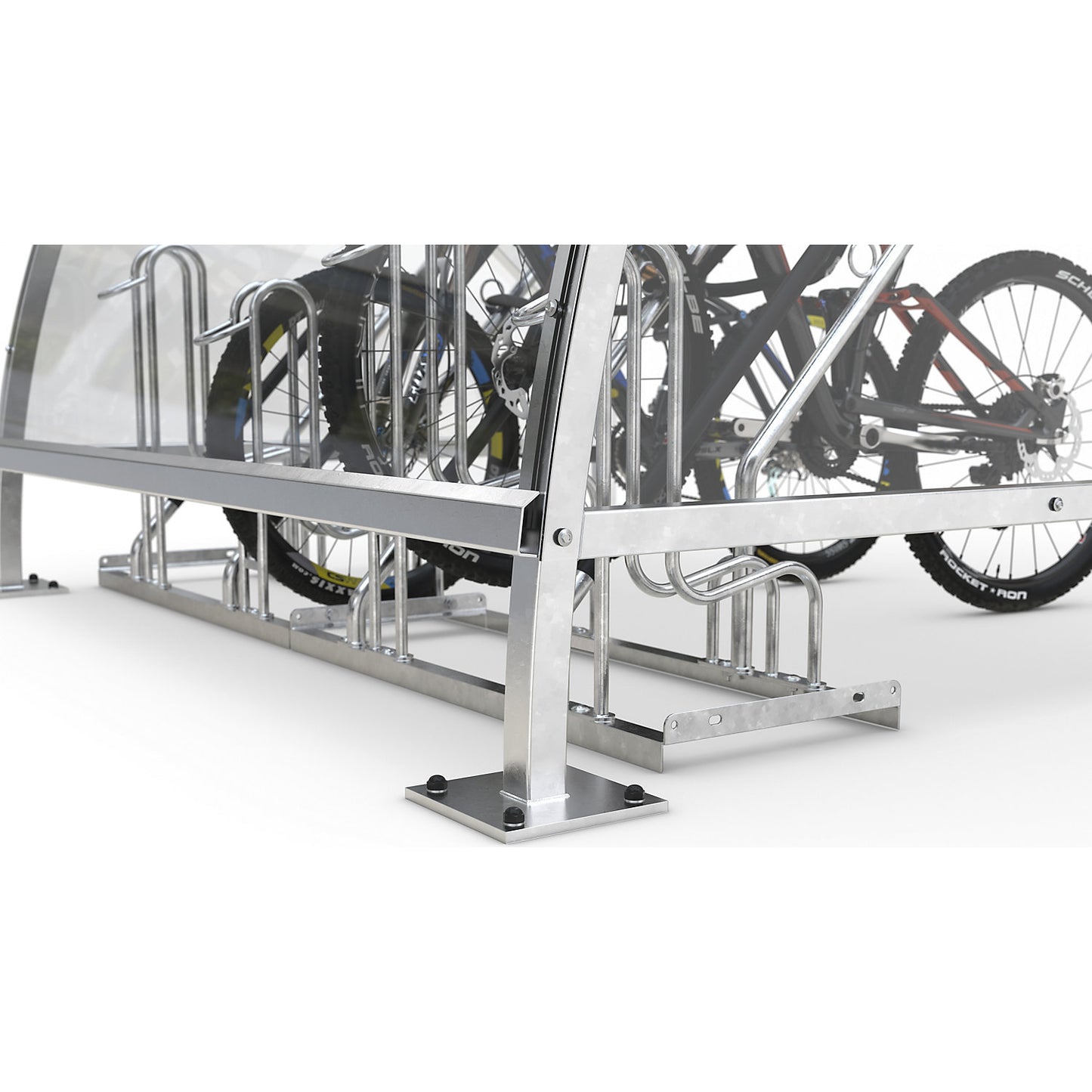 Bicycle shelter, made of polycarbonate, WxD 20550 x 2100 mm, silver.