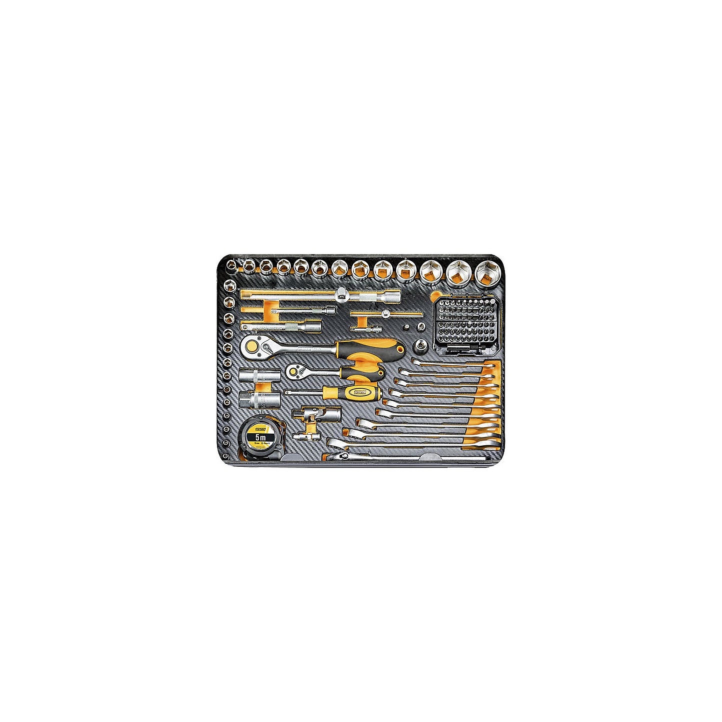 BASIC tool case, with 211 parts, black, yellow.