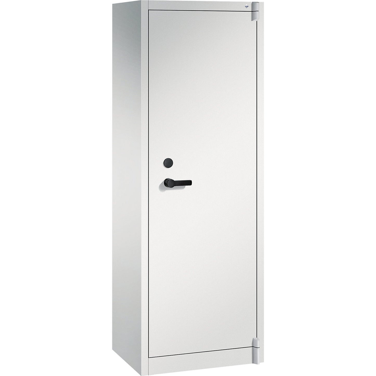 Certos fire protection cupboard, height 1950 mm, DIN 4102 compliant, W 646 mm, light grey.