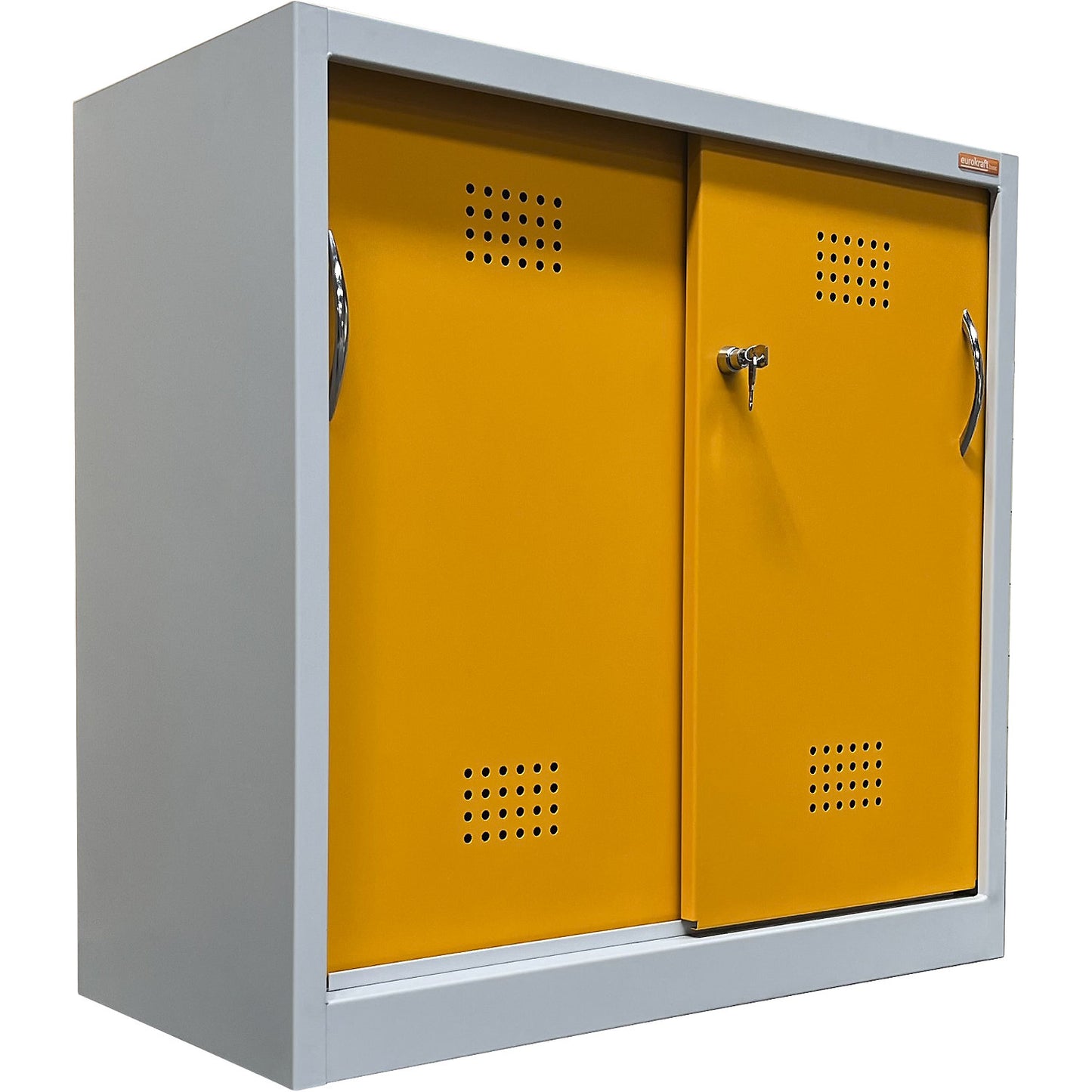 Empty environmental cupboard housing with sliding doors, HxW 900 x 920 mm, with 2 doors, without interior fittings.