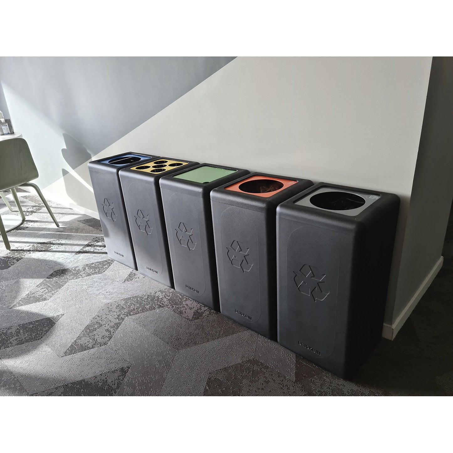 BrickBin Cup recyclable waste collector, HxWxD 700 x 350 x 350 mm, black/yellow.