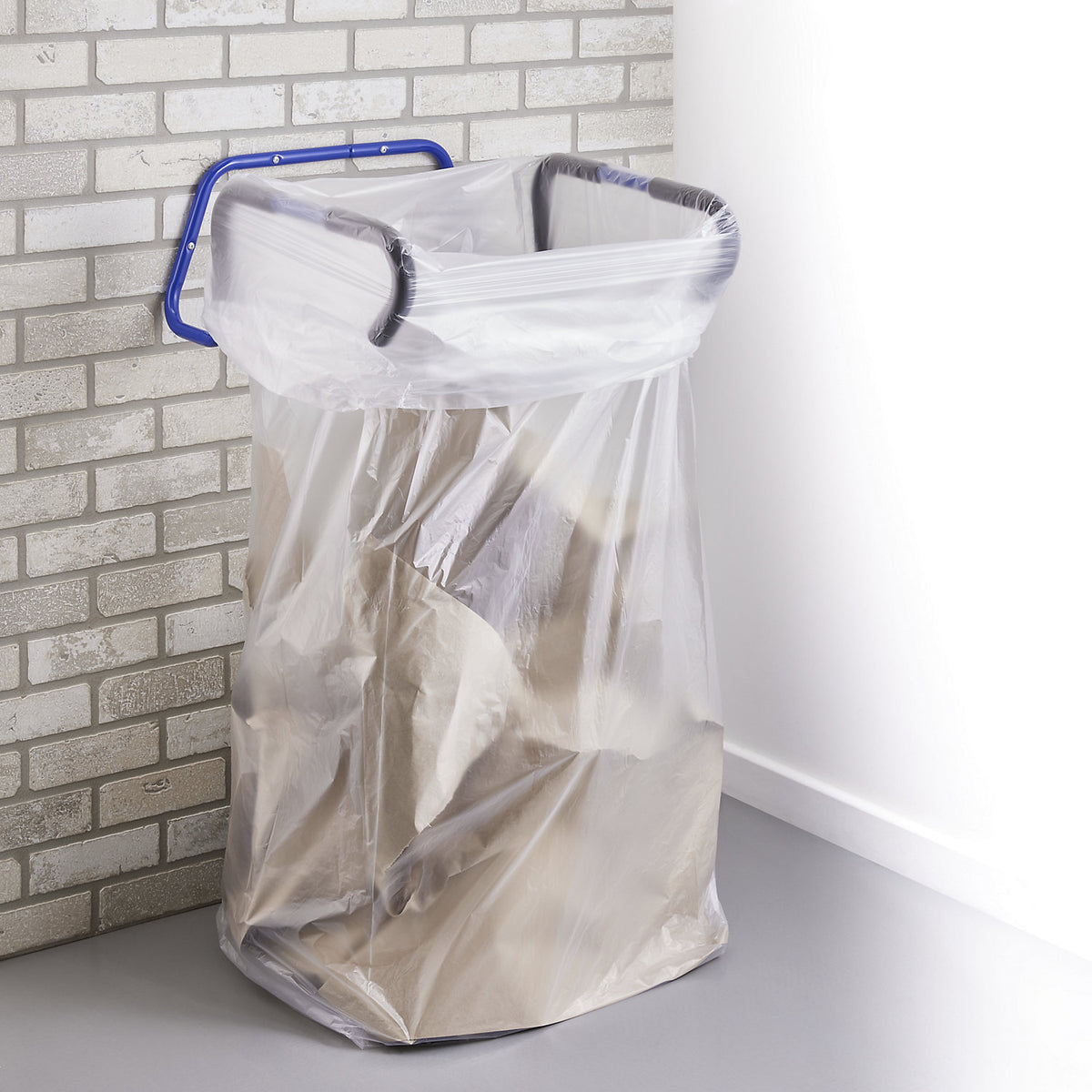 Wall-mounted waste sack holder, up to 400 l, blue.