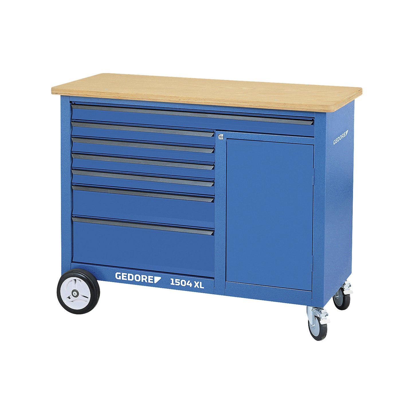 Mobile workbench 1504 XL, incl. 198 piece tool kit, WxD 1250 x 630 mm.
