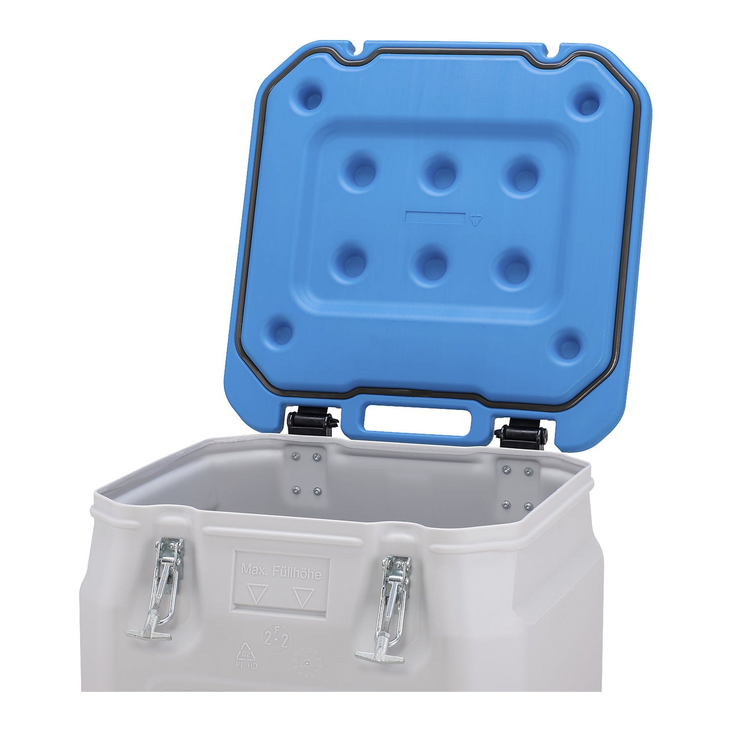 Mobil-Box hazardous materials collection container, capacity 250 l, LxWxH 600 x 600 x 890 mm, blue.