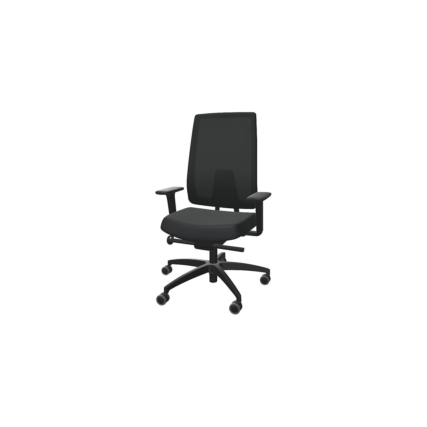 INDEED office swivel chair, with counterpressure adjustment, mesh backrest in black.