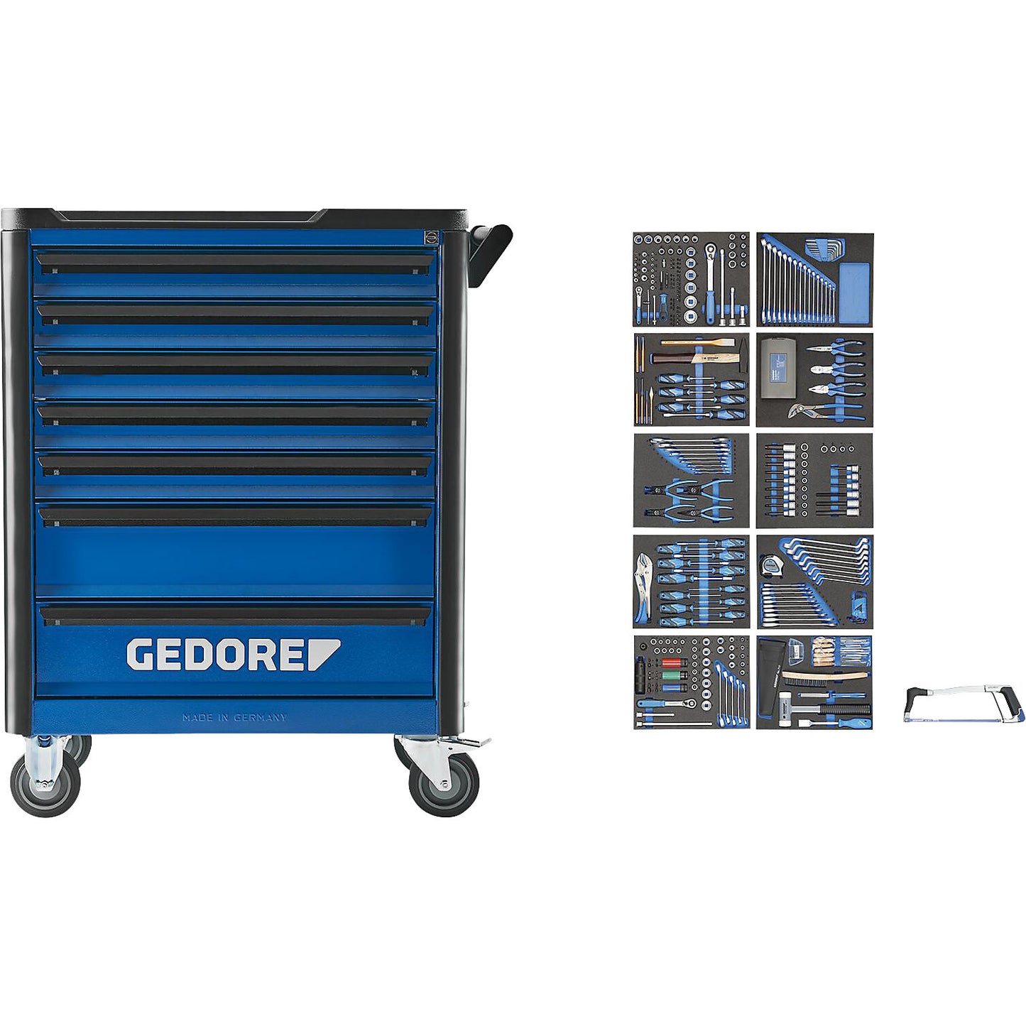 workster highline tool trolley, fully equipped, 7 drawers, with 308 piece tool kit, HxWxD 1045 x 785 x 510 mm.
