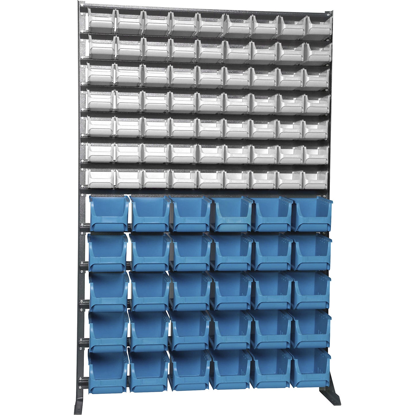 ECO small parts warehouse shelving unit, with open fronted storage bins, HxD 1580 x 235 mm.