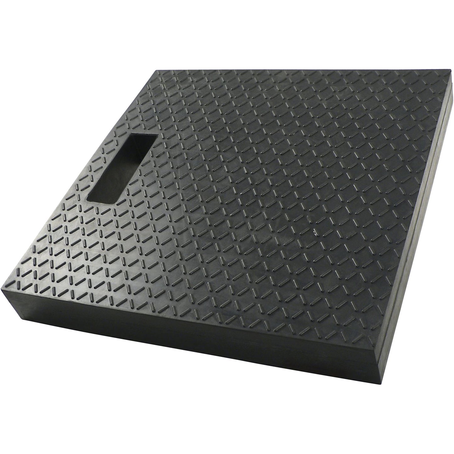 Protective shim plate, rubber, black, LxWxH 400 x 400 x 50 mm.