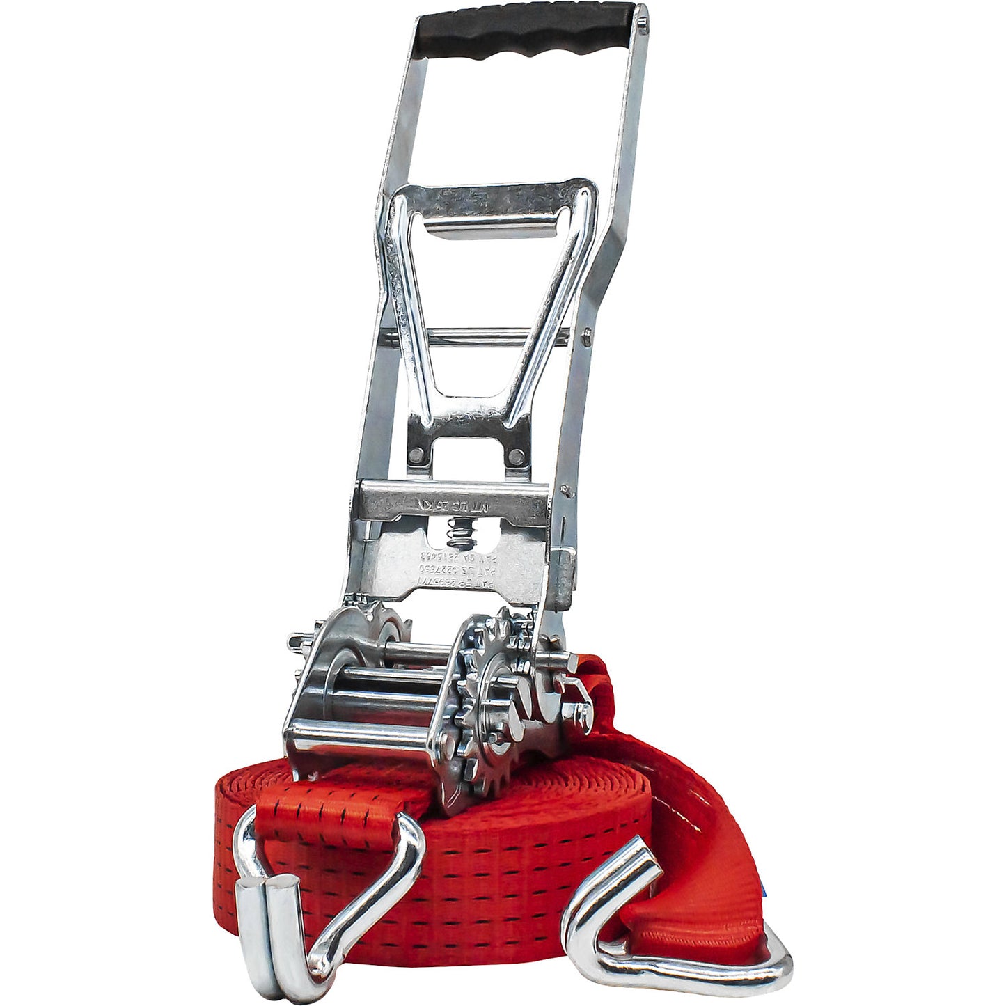 Cargo restraint strap, with ERGO-Power pull ratchet, max. tensioning force 5000 kg, pack of 6, length 8000 mm.