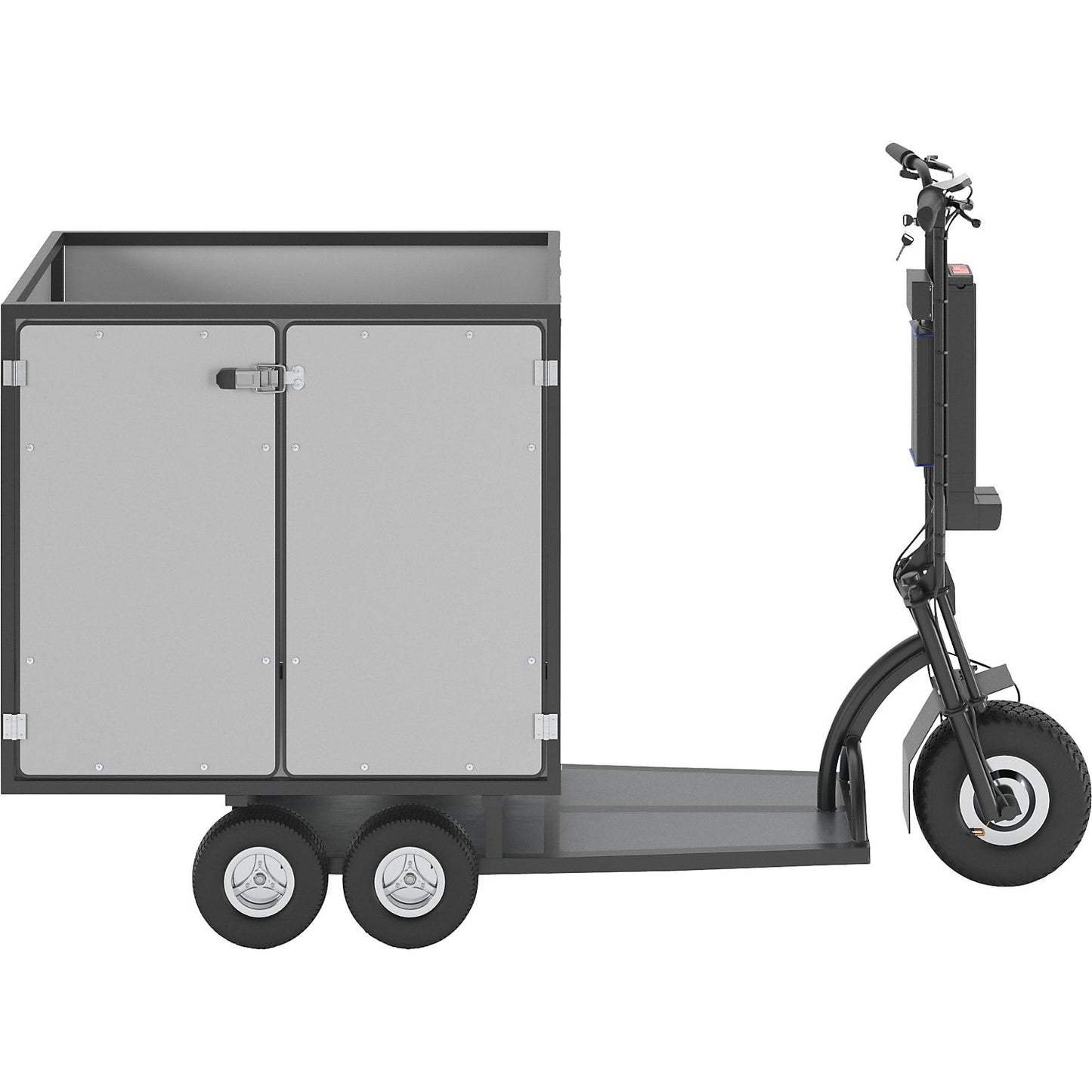 XXL PRO electric transport dolly, 5 wheels, with open box, black.