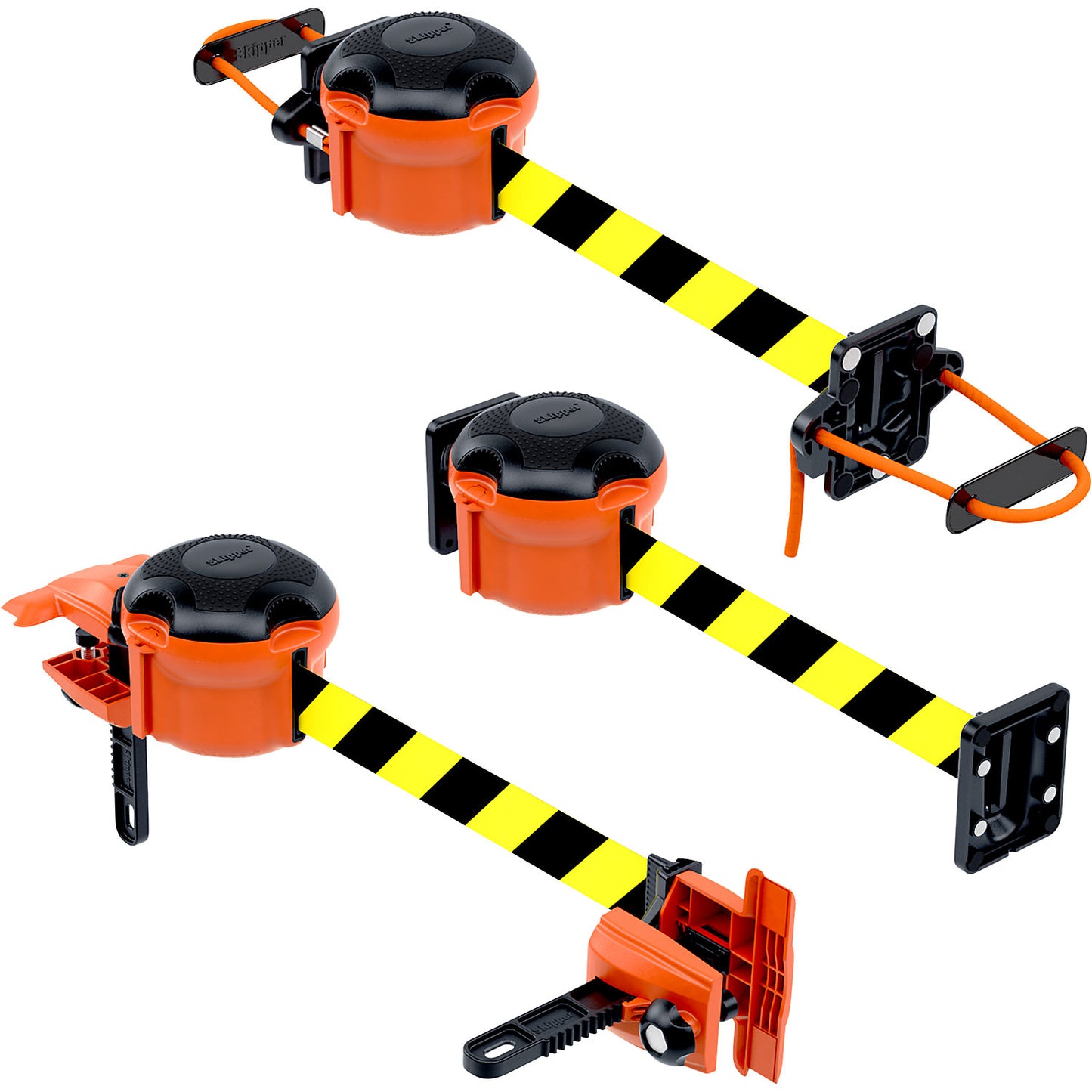 Belt barrier with magnetic clip, max. extension 9000 mm, yellow / black.