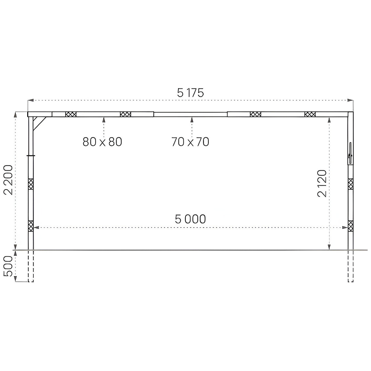 Eco height limiter, rotating, HxW 2200 x 5175 mm, hot dip galvanised.