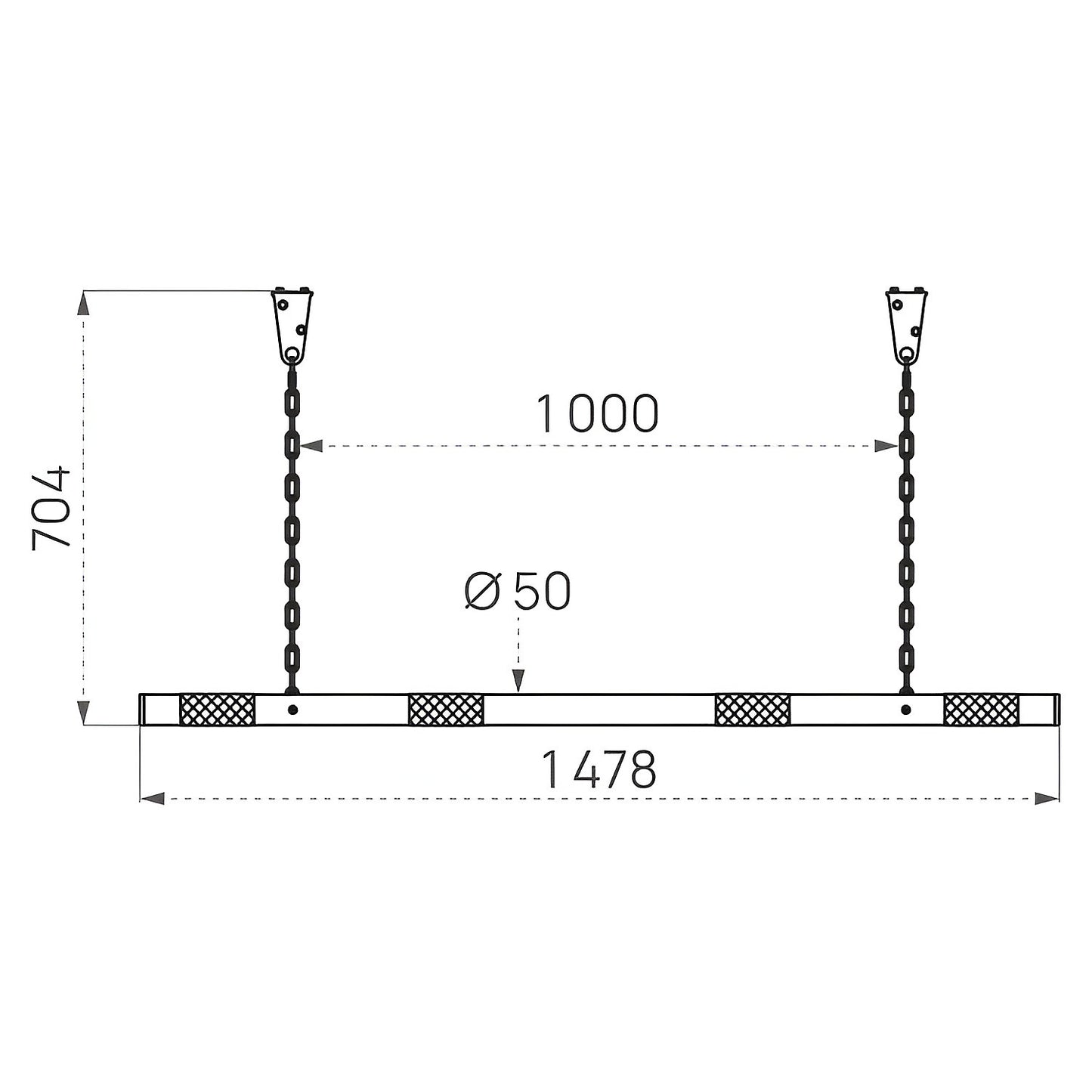 Height limit, width 1500 mm, pure white RAL 9010.