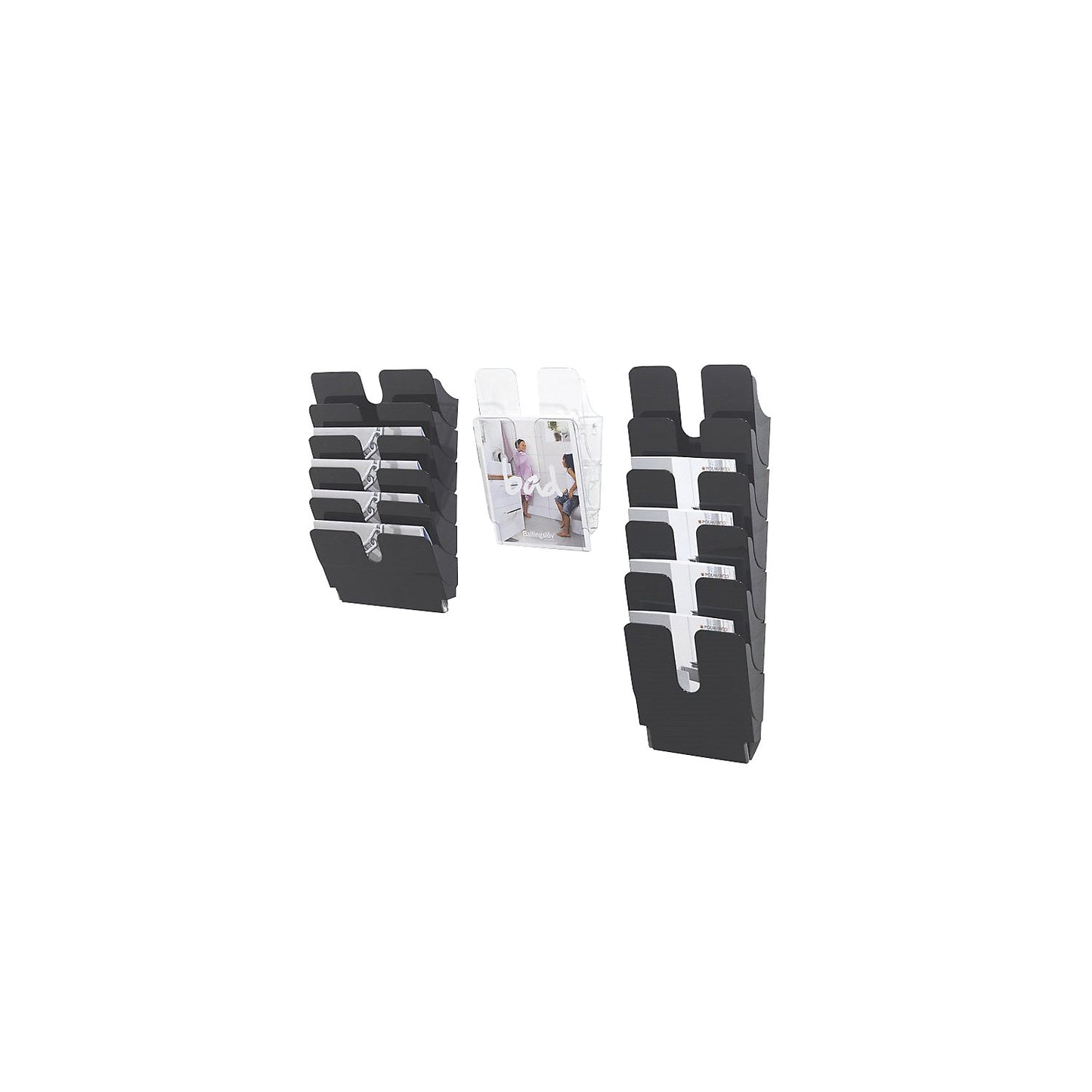 FLEXIPLUS document tray for wall mounting, incl. screws and wall plugs, 6 A4 portrait, black.